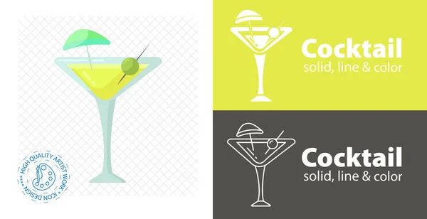 Cocktail Flat Design Vector Illustration — Stock Vector