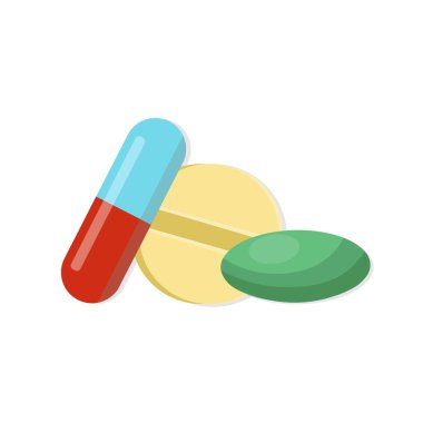 Tıbbi Uyuşturucu Çizim Tasarım elementi. düz simge.