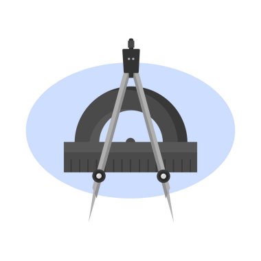 Çizer çizim ögesine sahip pusula, geometri düz simgesi