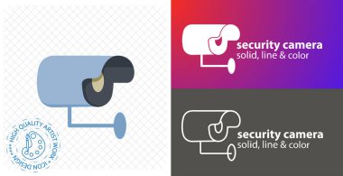 Güvenlik kamerası düz simge. satır simgesi
