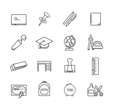 Mezuniyet. Mobil konsept ve web uygulamaları tasarımı için renkli vektör düz simgesi seti.