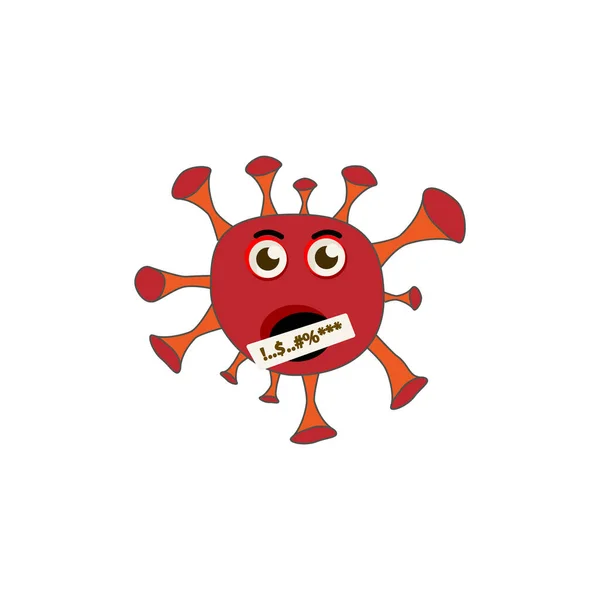 Emoticon Coronavirus Com Boca Fechada Amaldiçoar Emoticon Emoticon Irritado Ícone —  Vetores de Stock