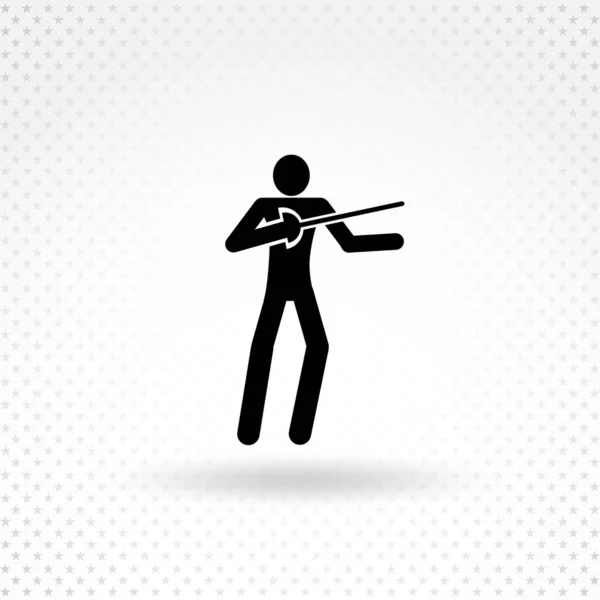 Fencing Man Pictogram Icon Minimalistic Isolated Icon — Stock Vector