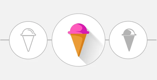 Icono Plano Helado Iconos Sólidos Línea — Archivo Imágenes Vectoriales