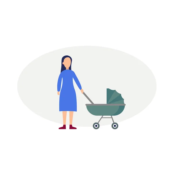 Mutter Mit Baby Flache Darstellung Des Charakters Symboldesign Element — Stockvektor