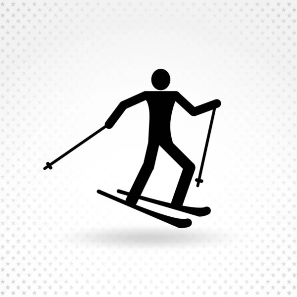 Pictogramme Homme Ski Icône Icône Isolée Minimaliste — Image vectorielle