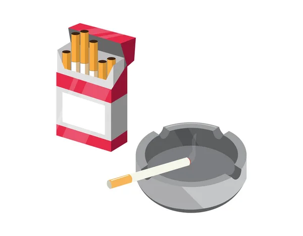 Zigarettenschachtel Mit Aschenbecher Illustration Gestaltungselemente — Stockvektor