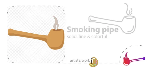 Ilustração Cachimbo Fumo Ícone Linha Plana — Vetor de Stock