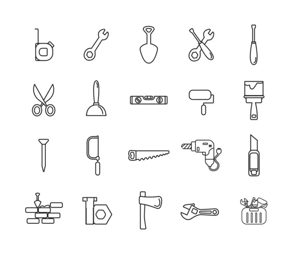 Working Tools Repair Vector Icon Set — Stock Vector