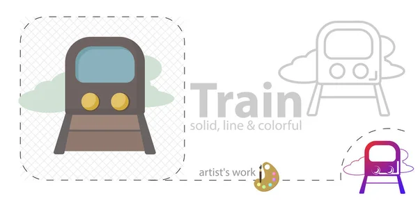 Train Icône Plate Icône Ligne — Image vectorielle