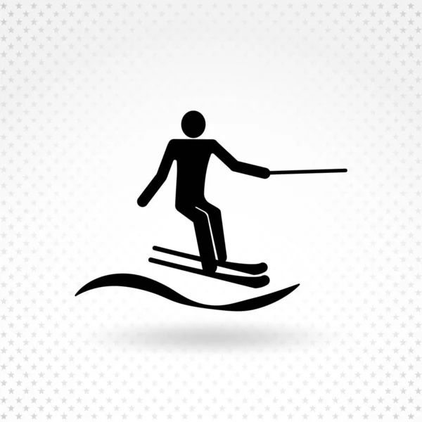 Ski Nautique Homme Pictogramme Homme Pictogramme Icône Icône Isolée Minimaliste — Image vectorielle