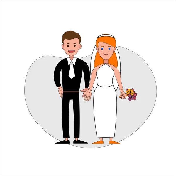 Svatební Pár Ploché Ilustrace Charakteru Prvek Návrhu — Stockový vektor