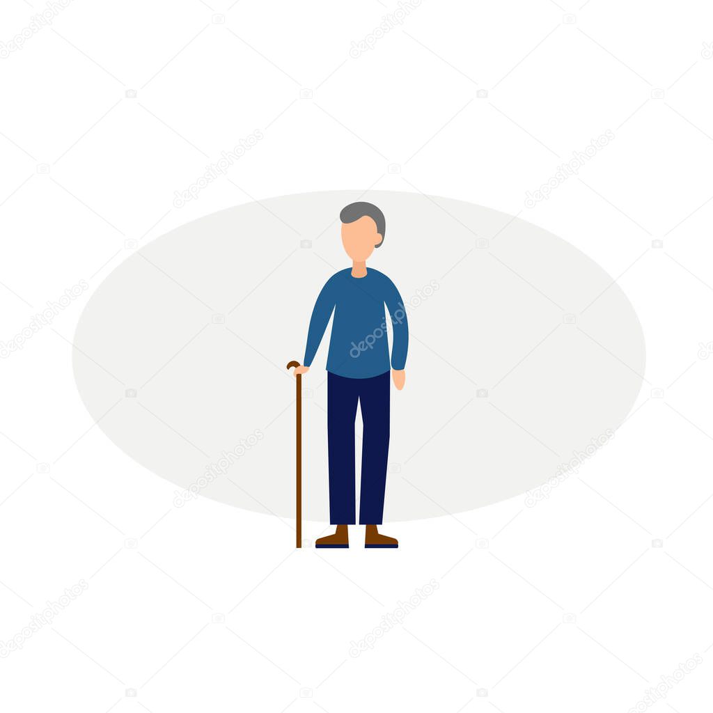 old man flat illustration of character. icon design element