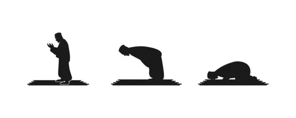 Namaz Icon Set Zeichen Überträgt Ein Sajda Silhouette Element Zur — Stockvektor