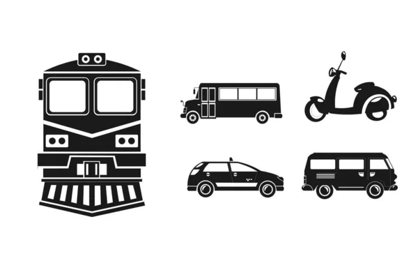 Icône Transport Avec Bus Minifourgonnette Icônes Moto — Image vectorielle