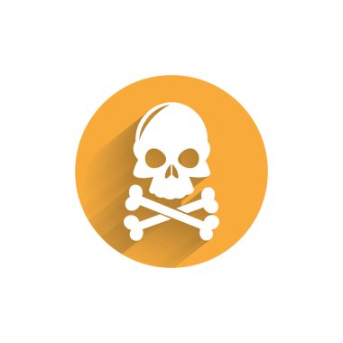 Kafatası renkli, gölgeli düz bir ikon. tıbbi simge