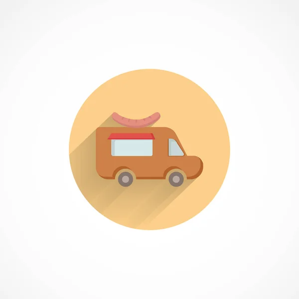 Camion Alimentaire Icône Plate Colorée Avec Ombre — Image vectorielle