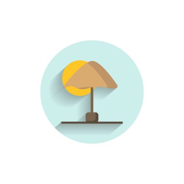 Gölgeli güneş şemsiyesi renkli düz simge. gezgin düz simge