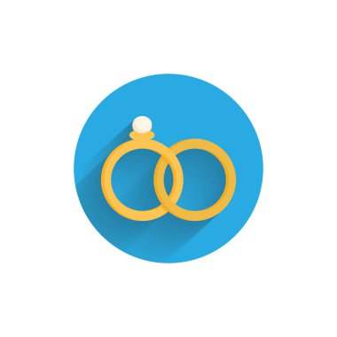 Nişan yüzükleri gölgeli renkli düz simge. Alyanslar düz simge