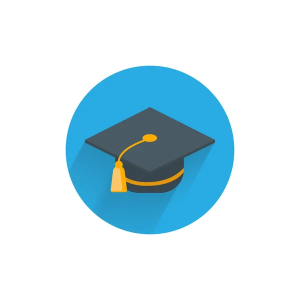 Graduation Cap Kleurrijke Platte Pictogram Met Schaduw Onderwijs Platte Pictogram — Stockvector