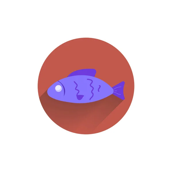 Fisk Färgglada Platt Ikon Med Skugga Skaldjursikon — Stock vektor