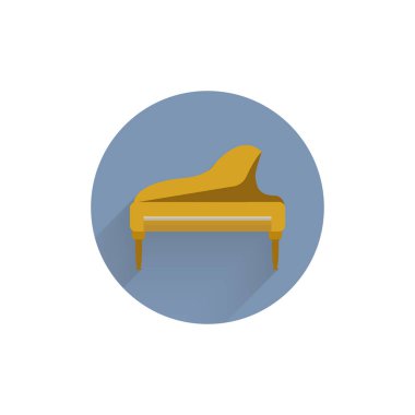 Gölgeli kuyruklu piyano renkli düz ikon. müzik enstrümanı düz simgesi