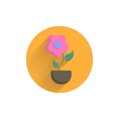ev bitkisi renkli gölgeli düz simge. çömlek düz simgesinde çiçek