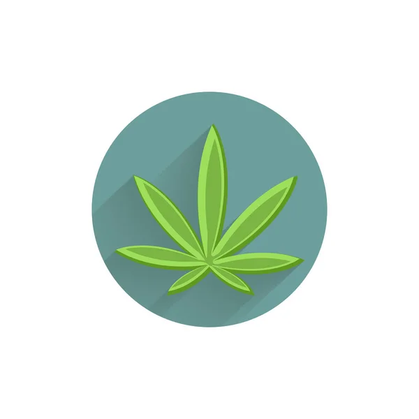 大麻图标 大麻叶色彩斑斓的扁平图标与阴影 大麻扁平图标 — 图库矢量图片