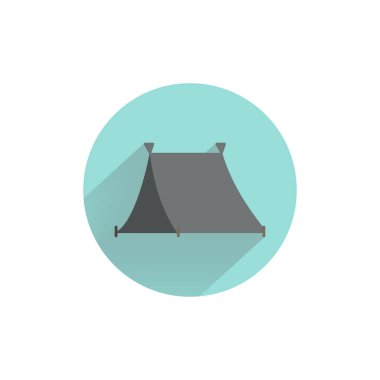 Kamp çadırı renkli, uzun gölgeli bir ikon. çadır düz simgesi