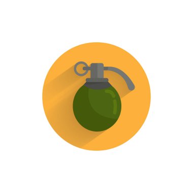 Uzun gölgeli el bombası renkli düz ikon. Ordu el bombası düz simgesi