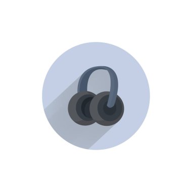 Uzun gölgeli renkli kulaklıklar. müzik yassı simgesi