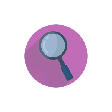 Büyüteç ya da uzun gölgeli renkli düz simge. Düz simge büyütülüyor