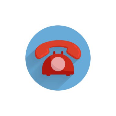 Uzun gölgeli telefon renkli düz simge. kırmızı telefon düz simgesi