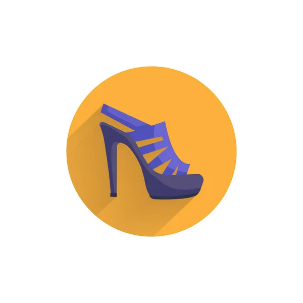 Sandalias Tacón Mujer Icono Plano Colorido Con Sombra Larga Tacones — Vector de stock