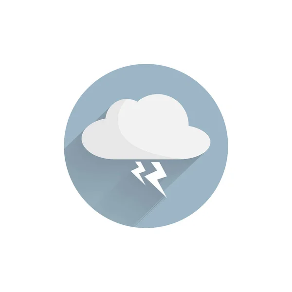 Rayo Nube Icono Plano Colorido Con Sombra Larga Nube Lluviosa — Vector de stock