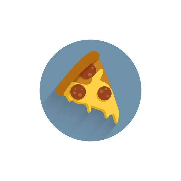 Піца Барвиста Плоска Іконка Довгою Тінь Шматочок Піци Плоский Значок — стоковий вектор