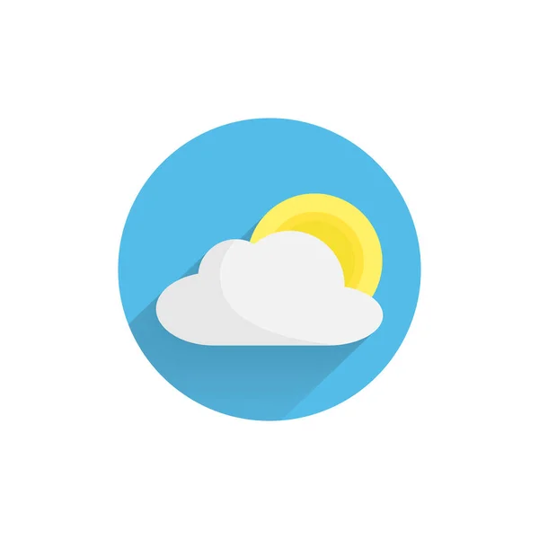 太陽と雲長い影を持つ晴れた日のカラフルなフラットアイコン 天気予報フラットアイコン — ストックベクタ