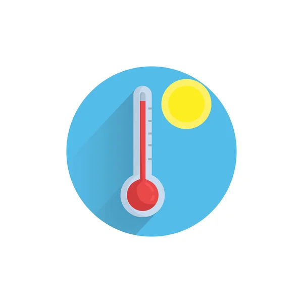 Weather Thermometer Colorful Flat Icon Long Shadow Hot Temperature Flat — Stock Vector
