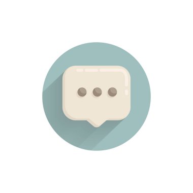 Uzun gölgeli diyalog konuşma balonu renkli düz simge. Pencere kabarcığı düz simgesi