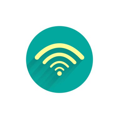 Uzun gölgeli kablosuz ağ renkli düz simge. wi-fi işareti düz simgesi