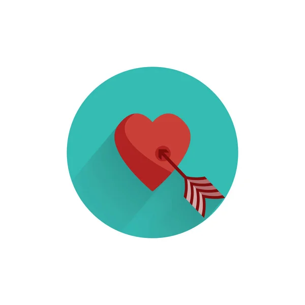 Flecha Perfora Corazón Icono Plano Colorido Con Sombra Larga Corazón — Archivo Imágenes Vectoriales