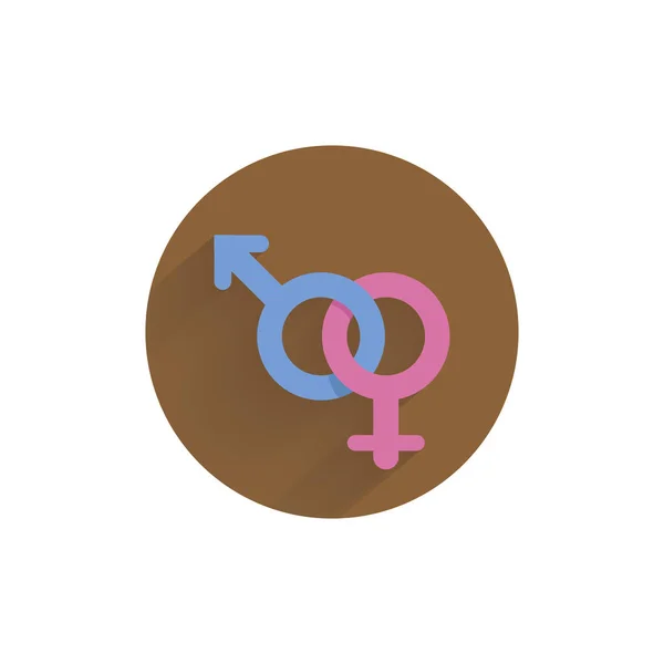 Гендерный Знак Раскрашенный Плоский Значок Длинной Тенью Мужская Женская Икона — стоковый вектор