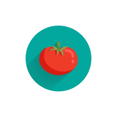 Uzun gölgeli domates renkli düz ikon. domates yassı simgesi