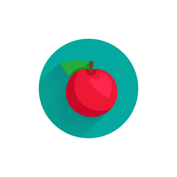 Manzana Roja Icono Plano Colorido Con Sombra Larga Manzana Fruta — Vector de stock