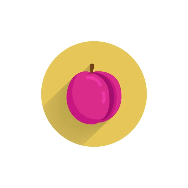 Ciruela Icono Plano Colorido Con Sombra Larga Ciruela Fruta Icono — Vector de stock