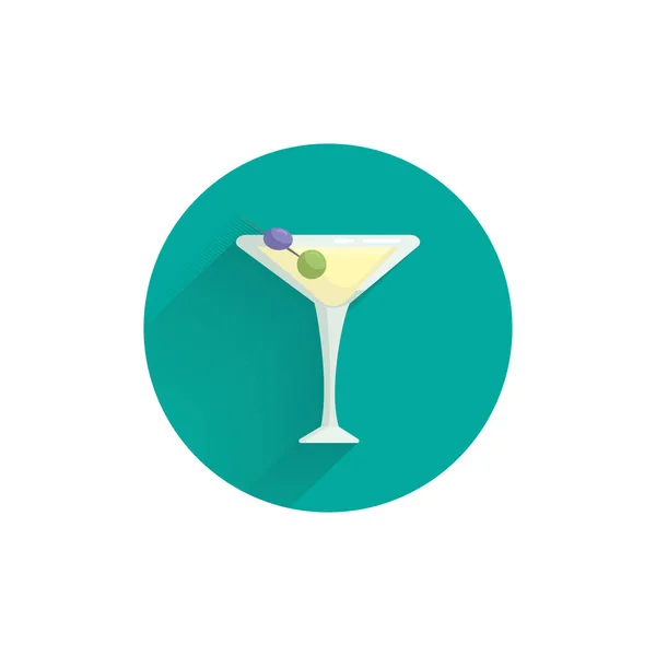 Cocktail Mit Oliven Bunte Flache Symbol Mit Langem Schatten Cocktailflache — Stockvektor