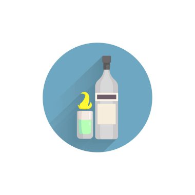 Sambuca şişesi. Uzun gölgeli cam renkli düz bir ikon. sambuca düz simgesi