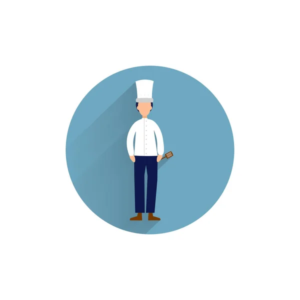Personaje Del Chef Icono Plano Colorido Con Sombra Larga Chef — Vector de stock