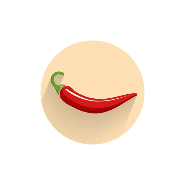 Ikon Datar Chili Pepper Berwarna Warni Dengan Bayangan Panjang Ikon - Stok Vektor