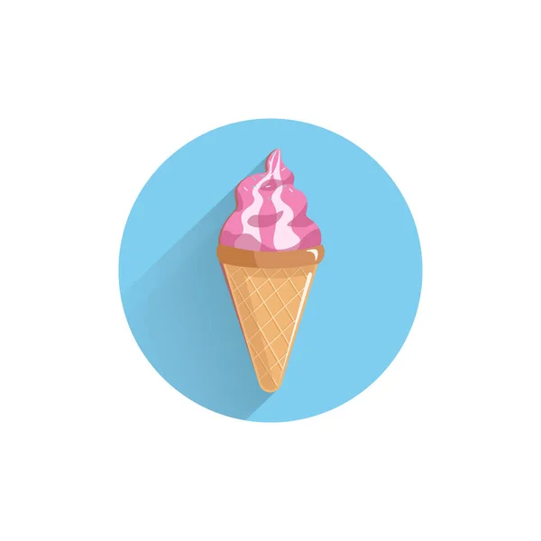 Ice Cream Colorful Flat Icon Long Shadow Ice Cream Cone — Stock Vector